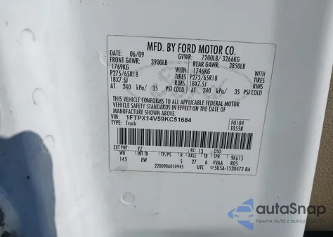 2009 Ford F-150 Fx4/Lariat/Xl/Xlt from USA, damaged, VIN 1FTPX14V59KC51684